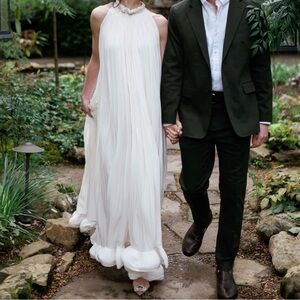 Lanvin Ruffled Charmeuse Gown